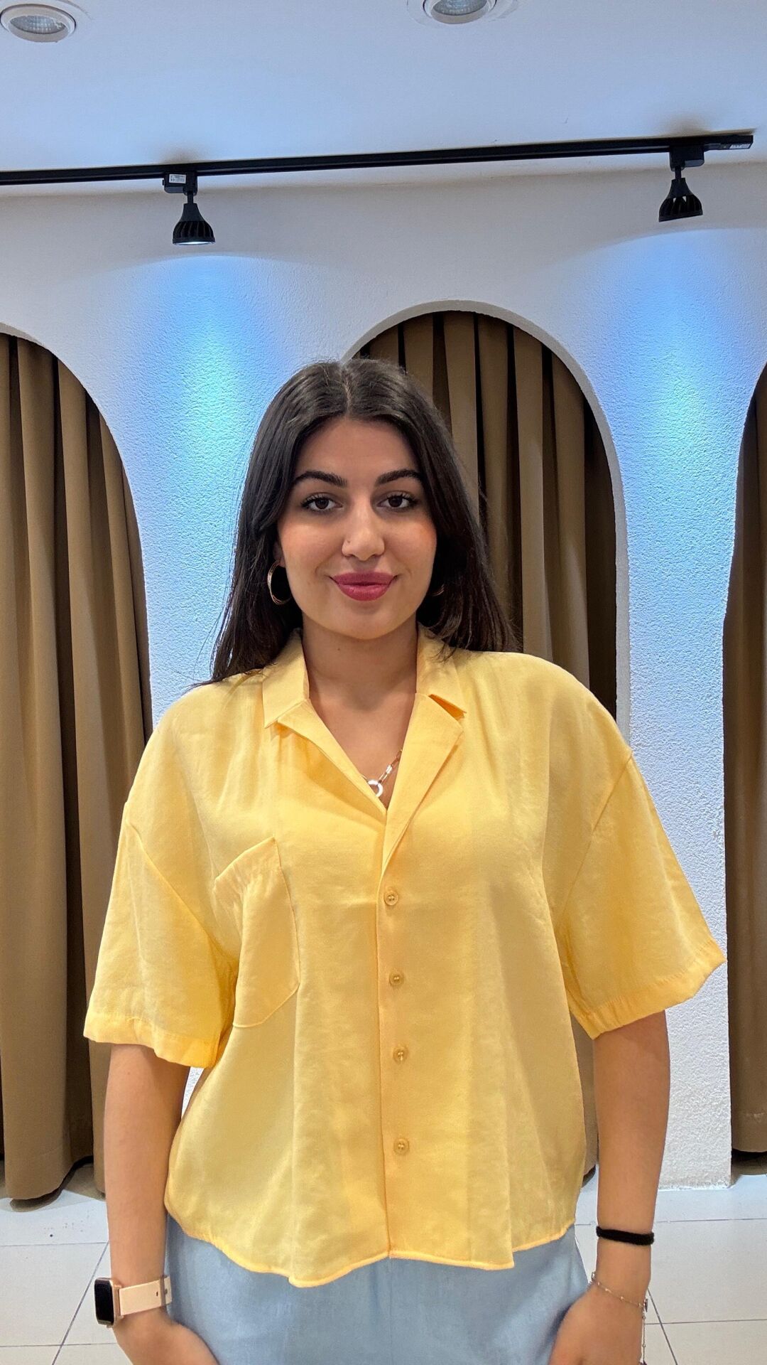 SARI OVERSİZE GÖMLEK