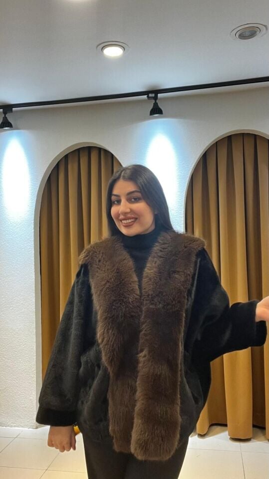 KAHVE DETAYLI İTHAL KÜRK