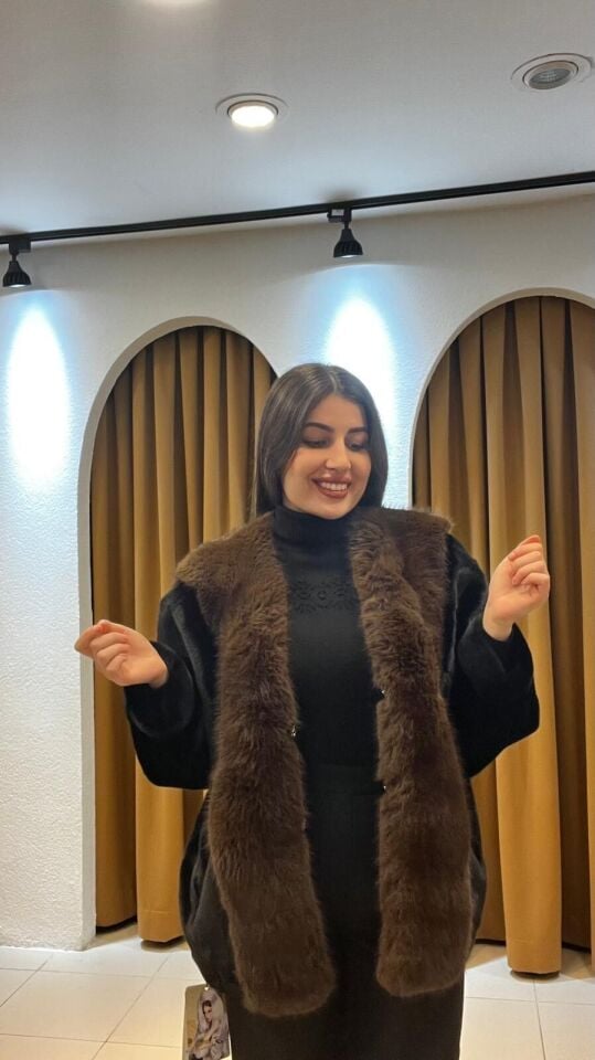 KAHVE DETAYLI İTHAL KÜRK