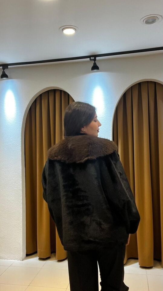 KAHVE DETAYLI İTHAL KÜRK