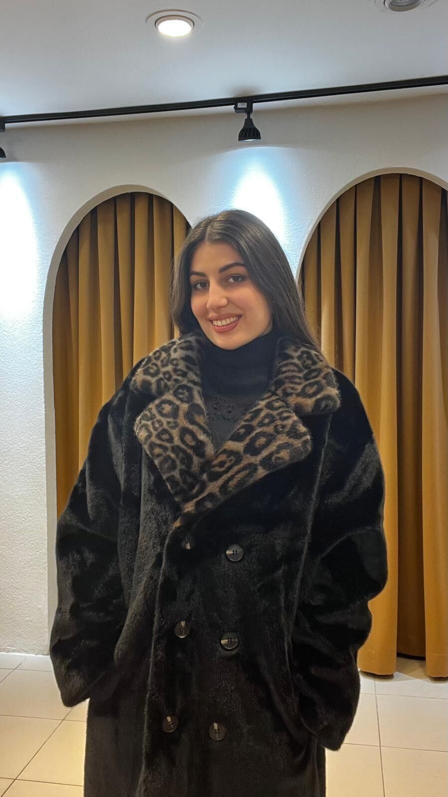 LEOPAR YAKA UZUN KÜRK