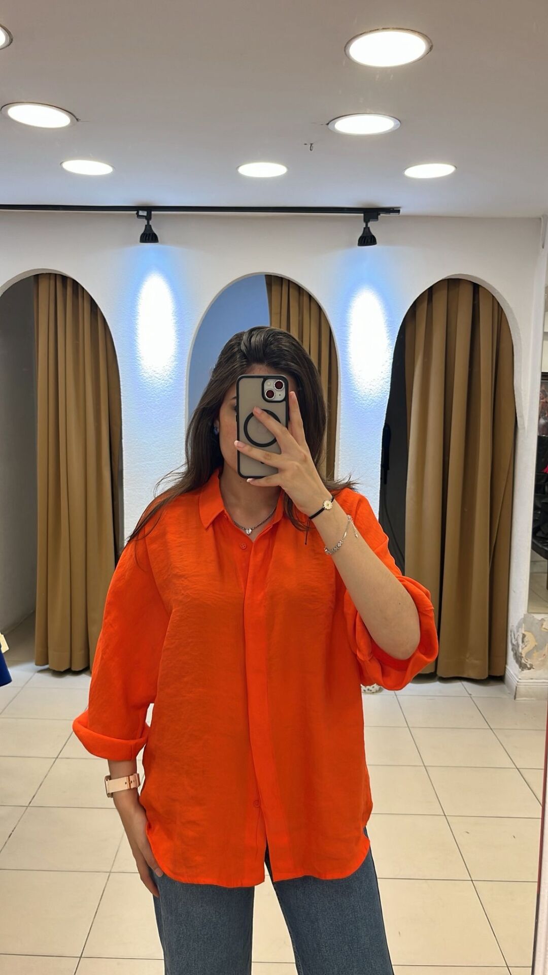 TURUNCU KOTON GÖMLEK