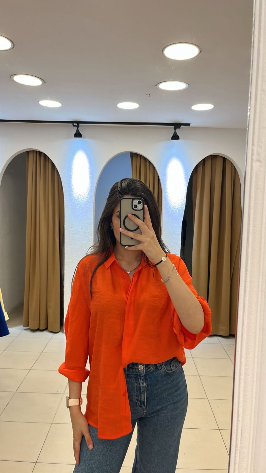 TURUNCU KOTON GÖMLEK