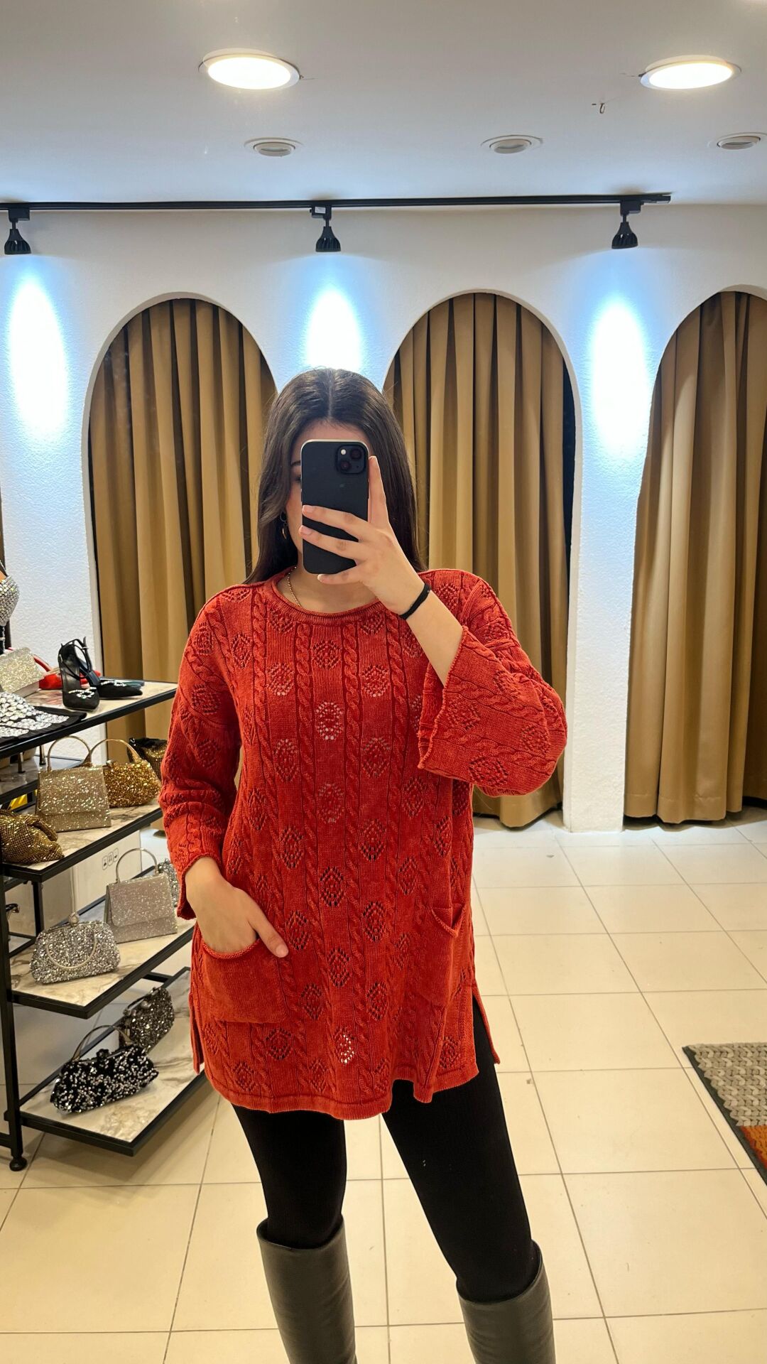 KIRMIZI UZUN TRİKO KAZAK