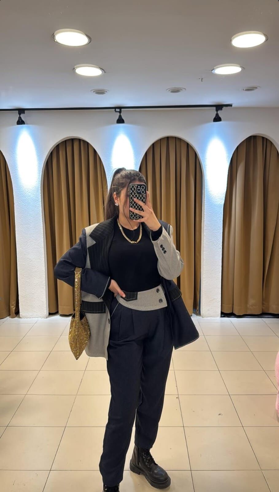 LACİVERT KUMAŞ  PUNTO DETAYLI CEKET