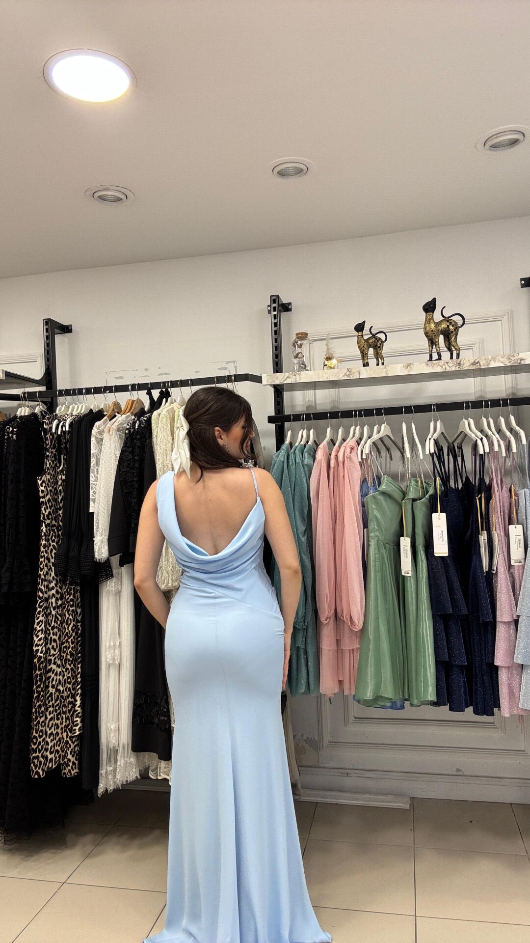 BEBE MAVİSİ SIRT DETAYLI DEGAJE YAKA ABİYE