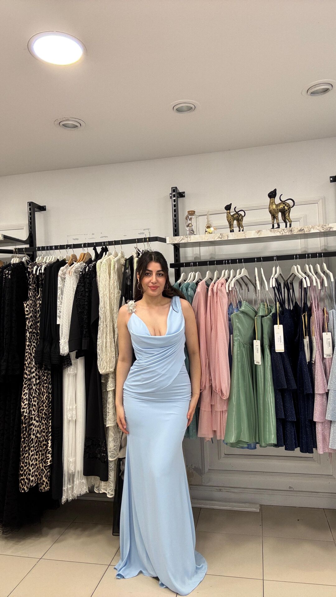 BEBE MAVİSİ SIRT DETAYLI DEGAJE YAKA ABİYE