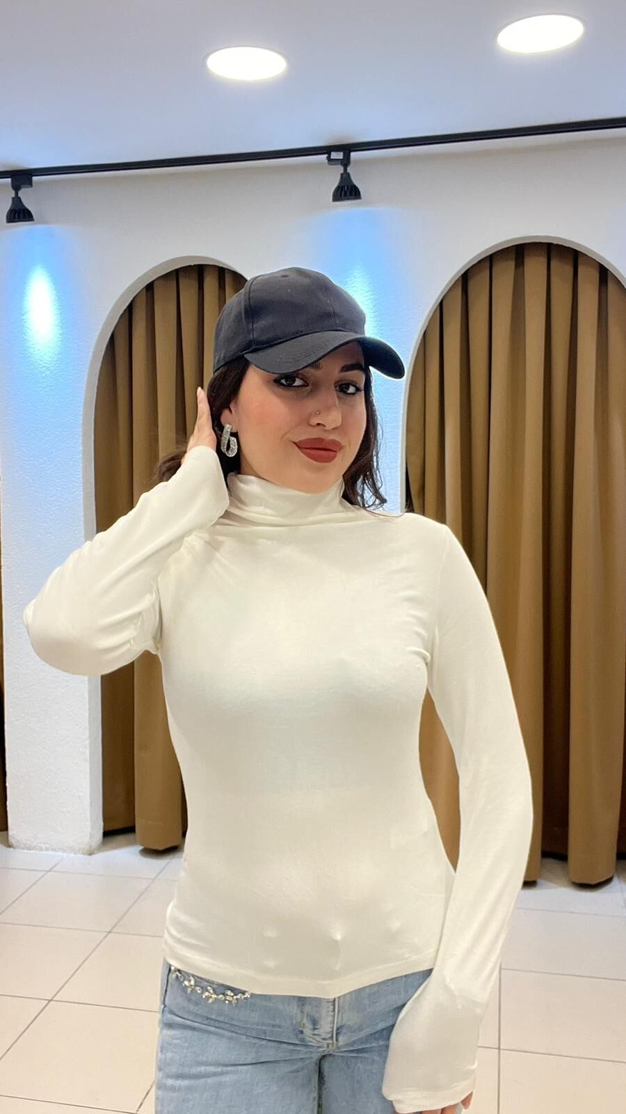 EKRU BALIKÇI YAKA UZUN KOLLU BADİ