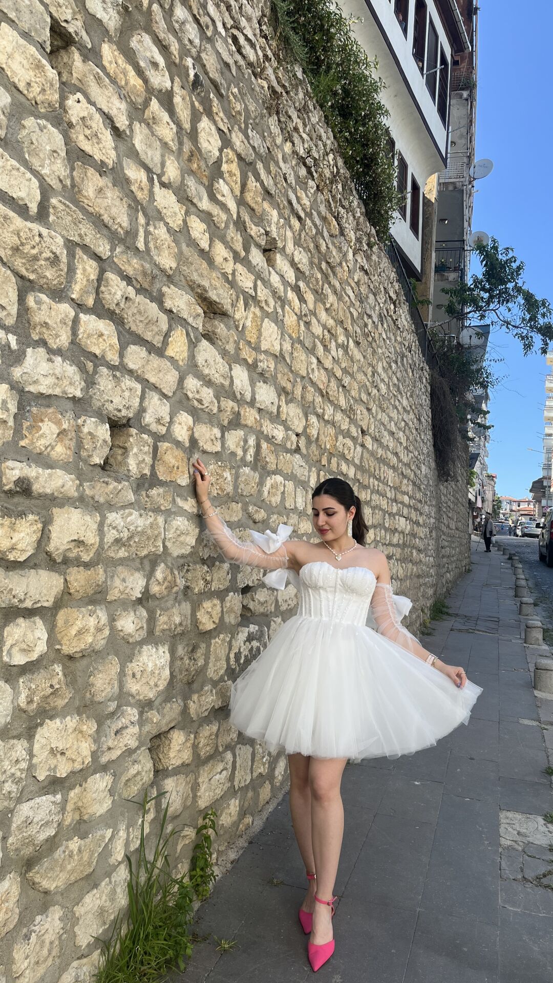 BEYAZ AFTER PARTY STRAPLEZ ABİYE