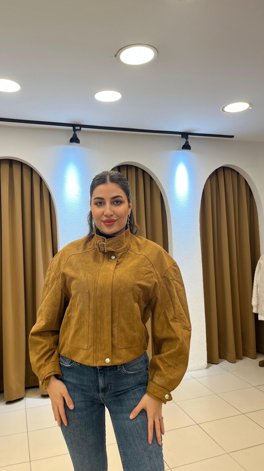 TABA RENGİ SÜET BOMBER CEKET