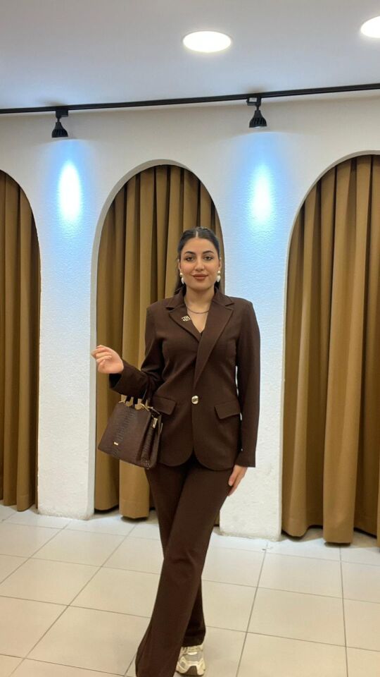 KAHVERENGİ TEK DÜĞMELİ PREMİUM TAKIM