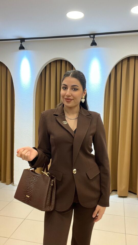 KAHVERENGİ TEK DÜĞMELİ PREMİUM TAKIM