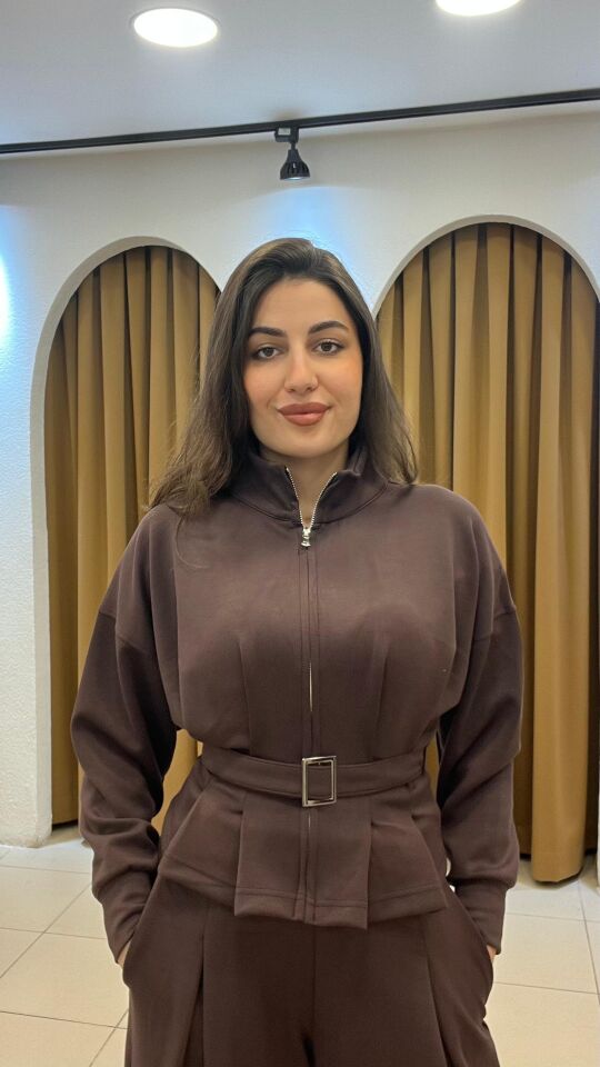 KAHVERENGİ KEMERLİ SALAŞ RAHAT EŞOFMAN TAKIM