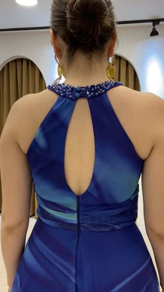 MORCİVERT HALTER YAKA ABİYE