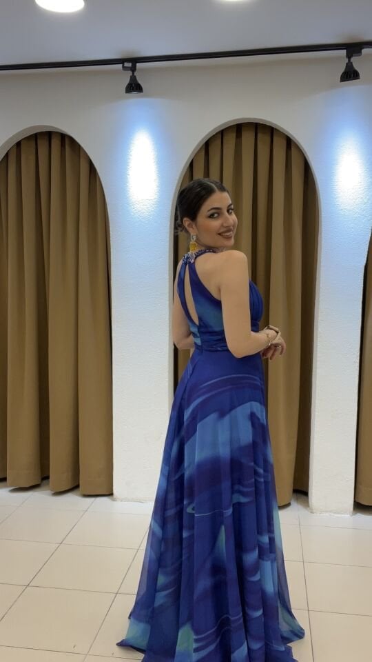 MORCİVERT HALTER YAKA ABİYE