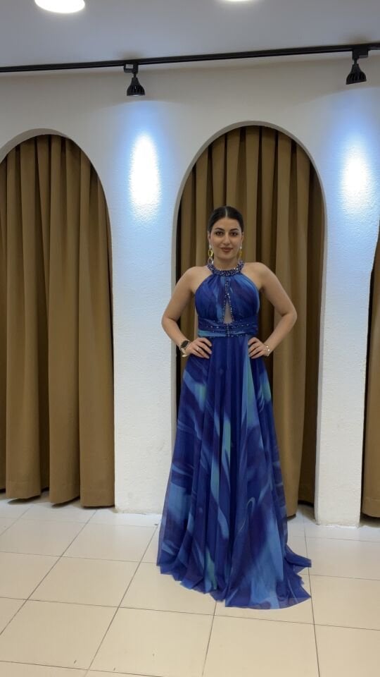 MORCİVERT HALTER YAKA ABİYE