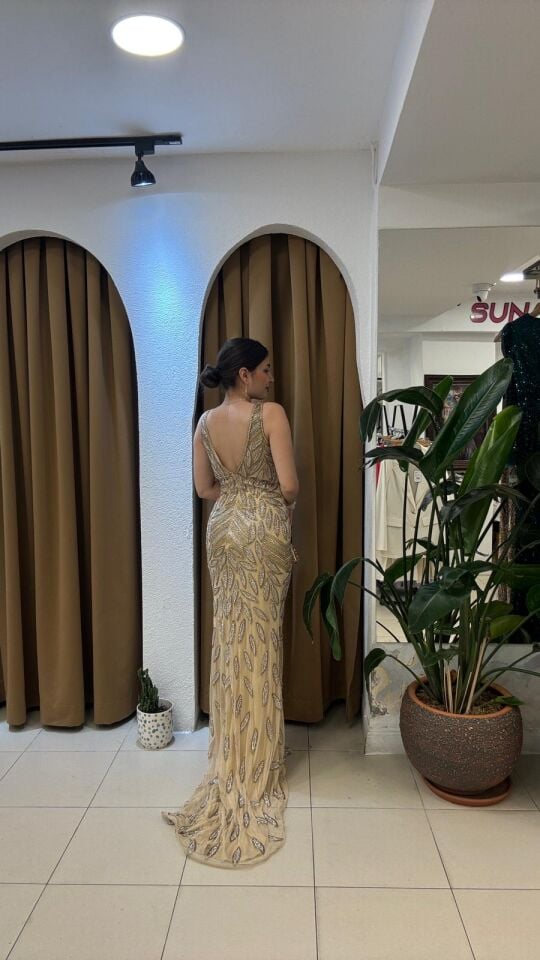 ALTIN SARISI V YAKA BALIK MODEL  ABİYE