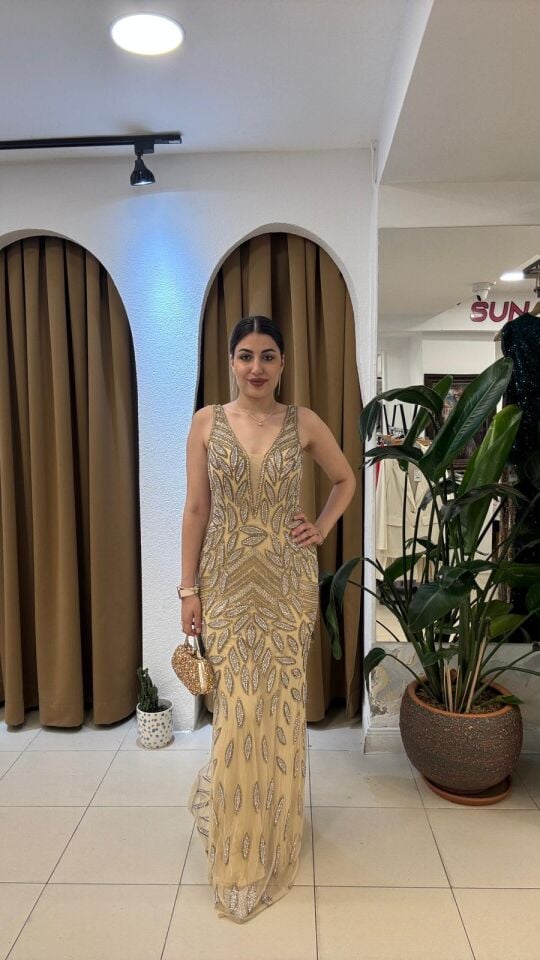 ALTIN SARISI V YAKA BALIK MODEL  ABİYE