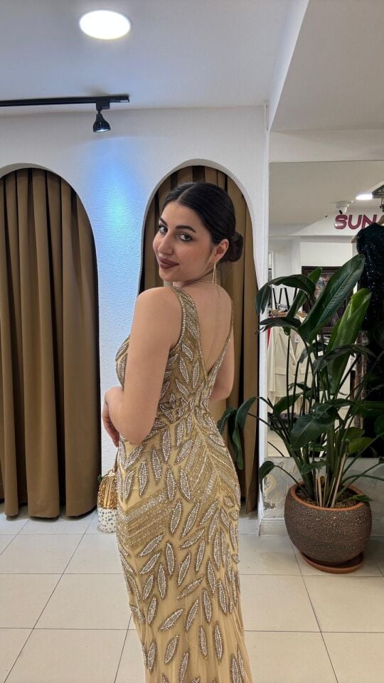 ALTIN SARISI V YAKA BALIK MODEL  ABİYE