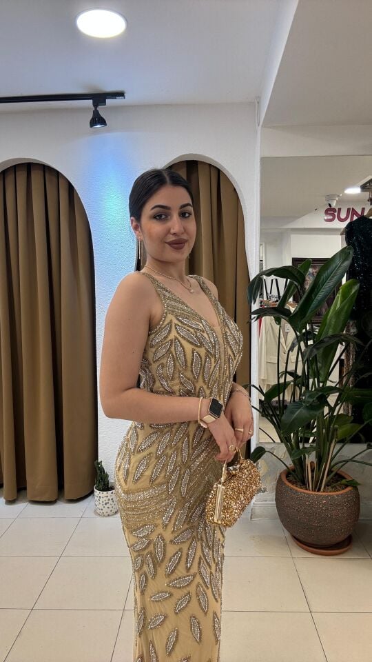 ALTIN SARISI V YAKA BALIK MODEL  ABİYE