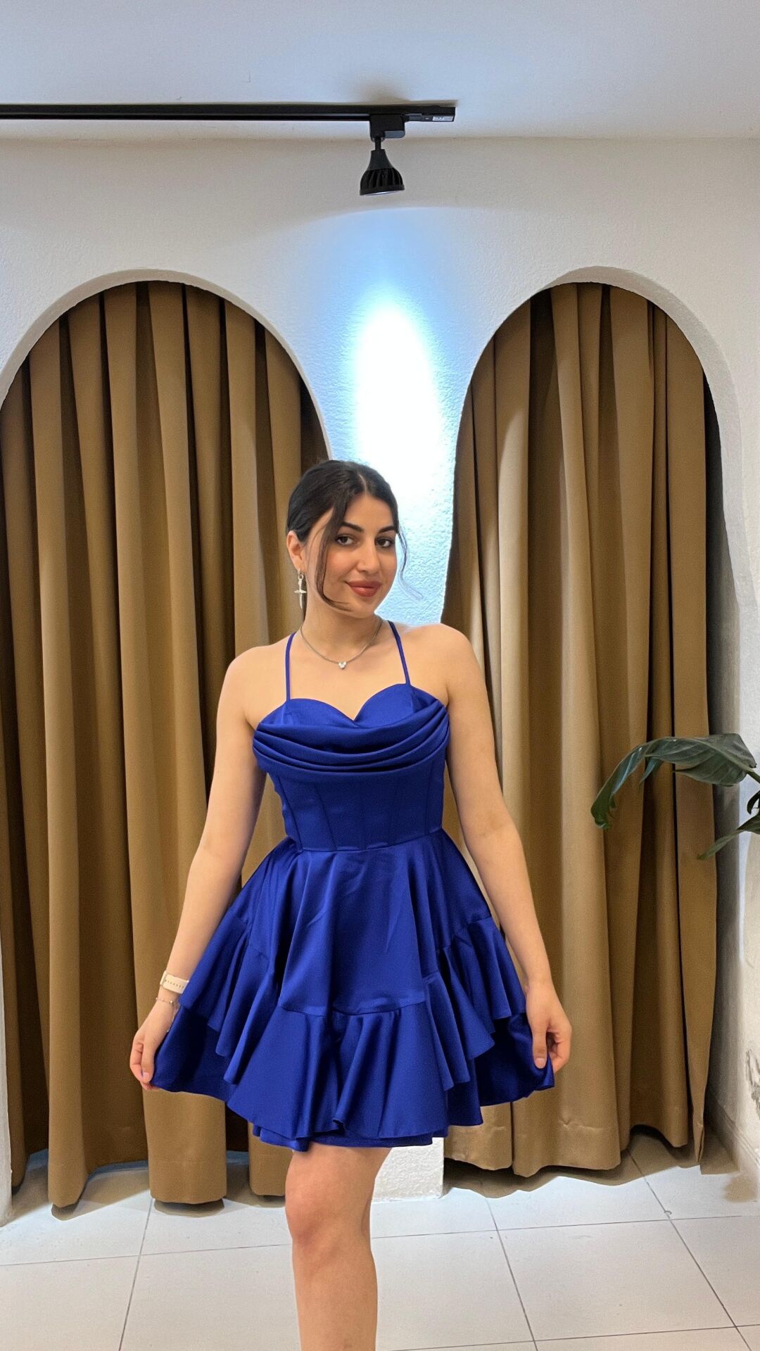 SAKS MAVİSİ MİNİ ELBİSE