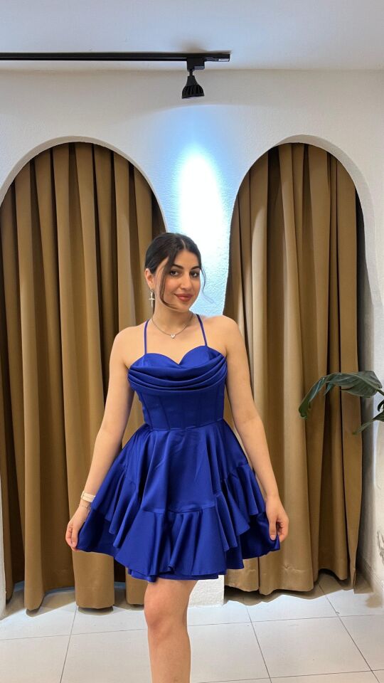 SAKS MAVİSİ MİNİ ELBİSE