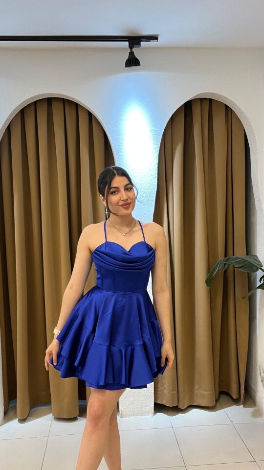 SAKS MAVİSİ MİNİ ELBİSE