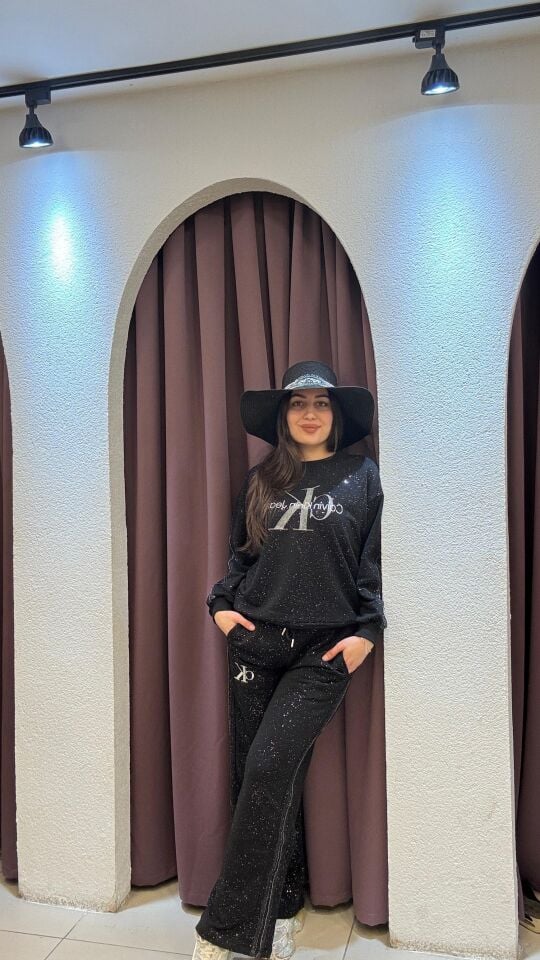 SİYAH PREMİUM PARILTILI EŞOFMAN TAKIMI 36