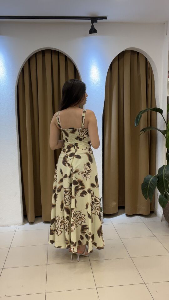 BEJ DESENLİ KETEN BLUZ