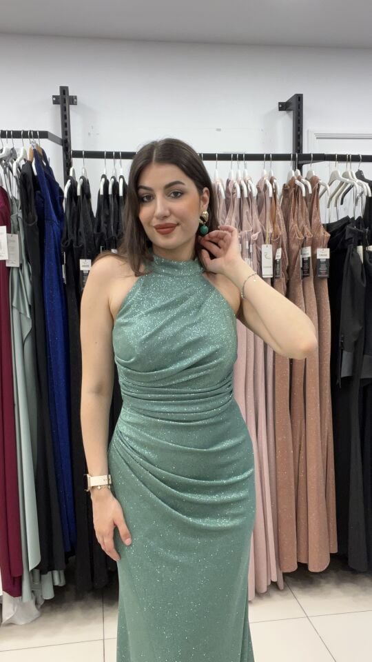 YEŞİL HALTER YAKA ABİYE