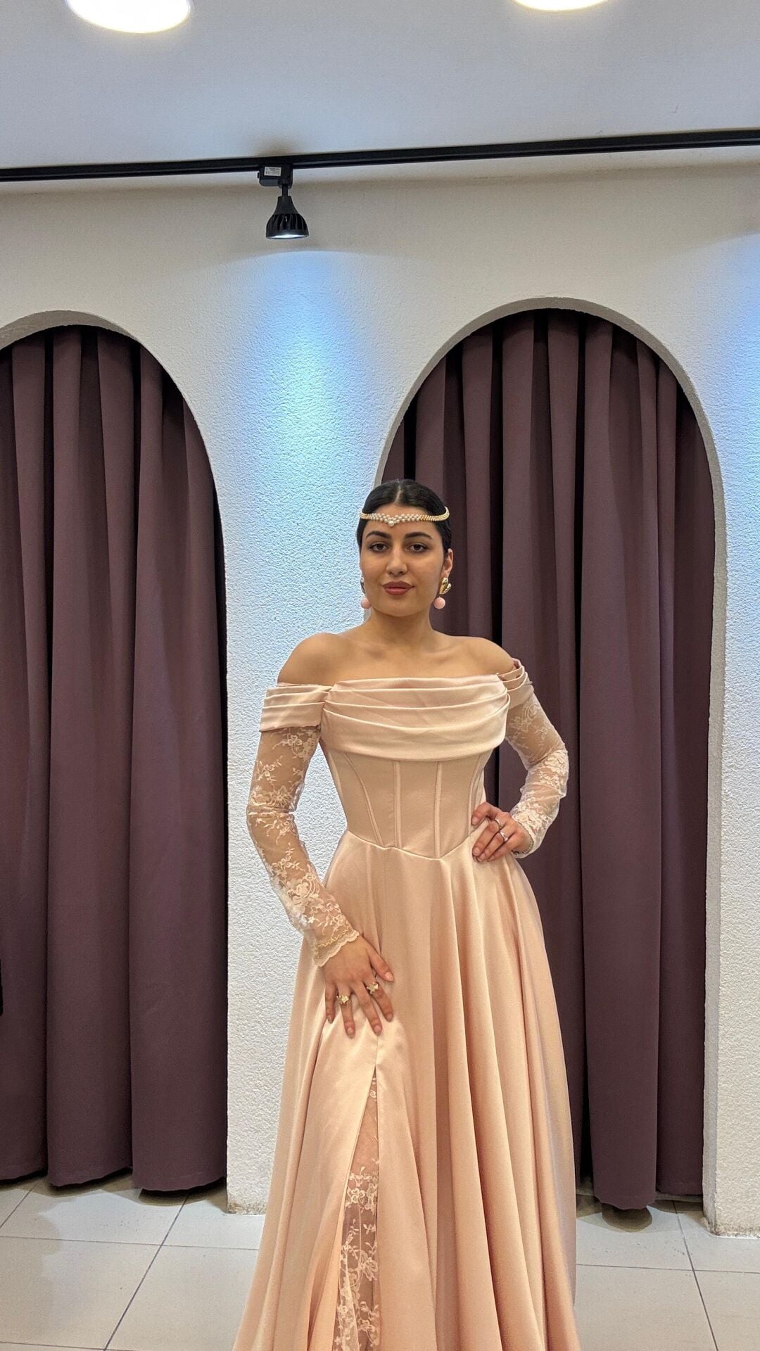 PUDRA PEMBESİ KORSE YIRTMAÇLI ABİYE 42 - PUDRA PEMBE