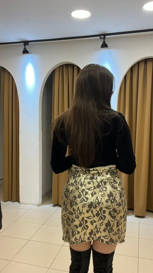 GOLD PAYETLİ MİNİ ETEK