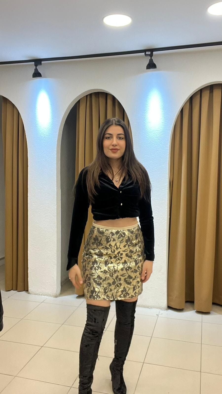 GOLD PAYETLİ MİNİ ETEK S