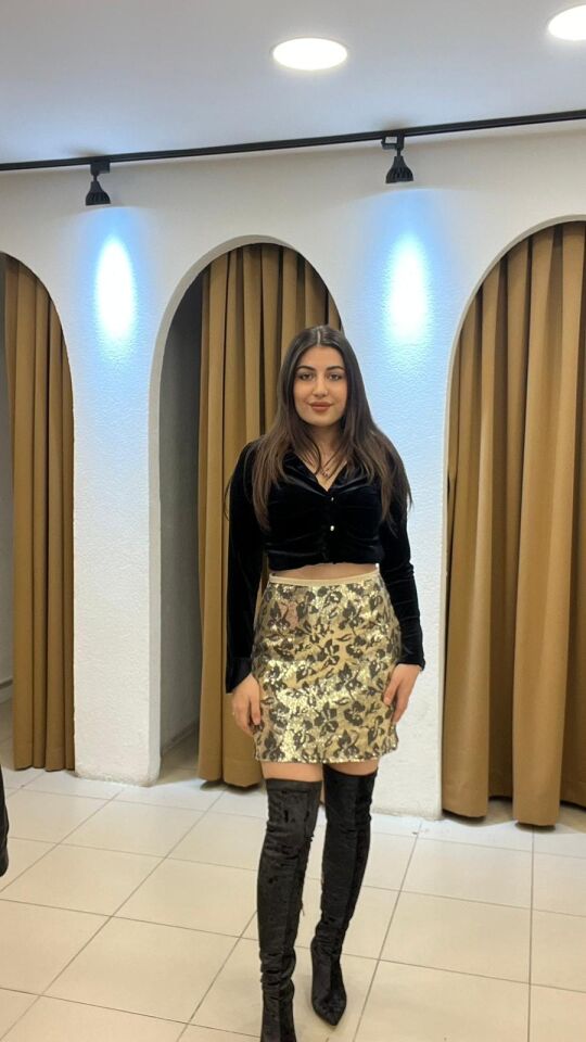 GOLD PAYETLİ MİNİ ETEK S