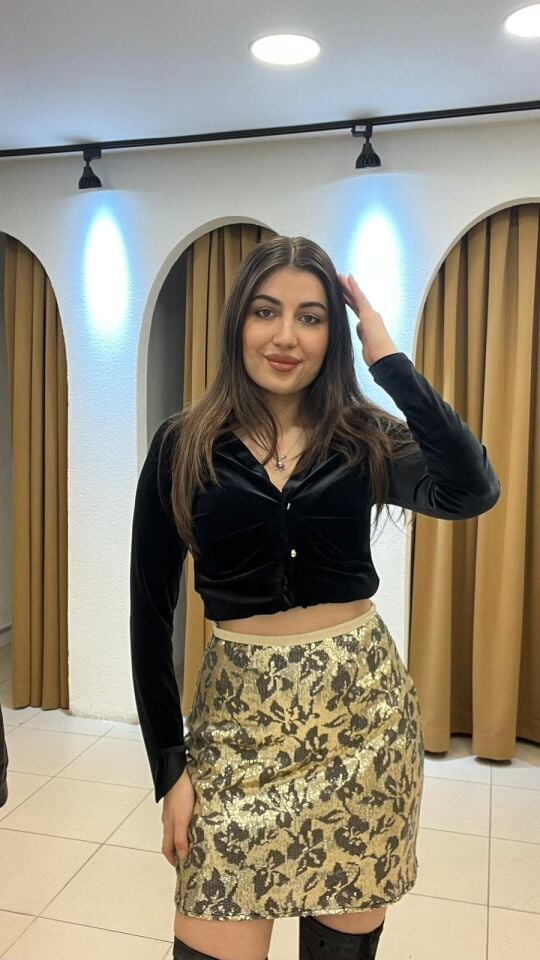 GOLD PAYETLİ MİNİ ETEK