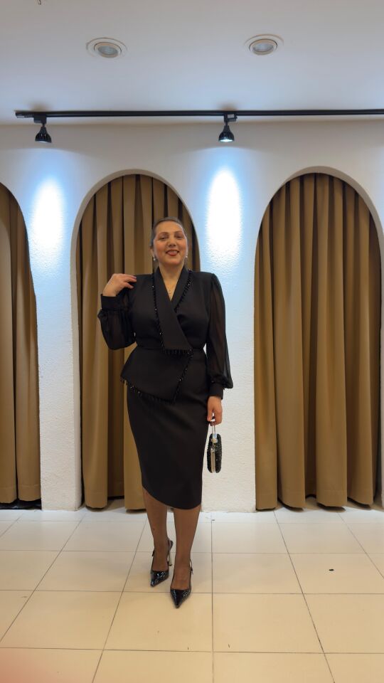 SİYAH MİDİ BOY ABİYE