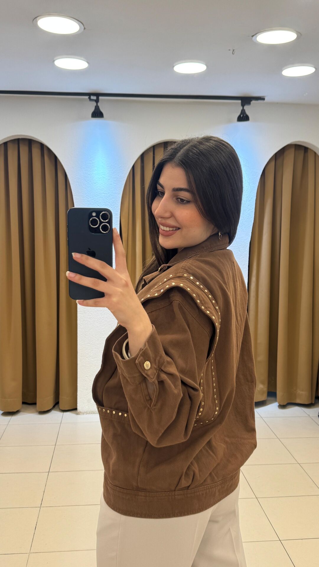 KAHVERENGİ ZIMBA DETAYLI SÜET CEKET