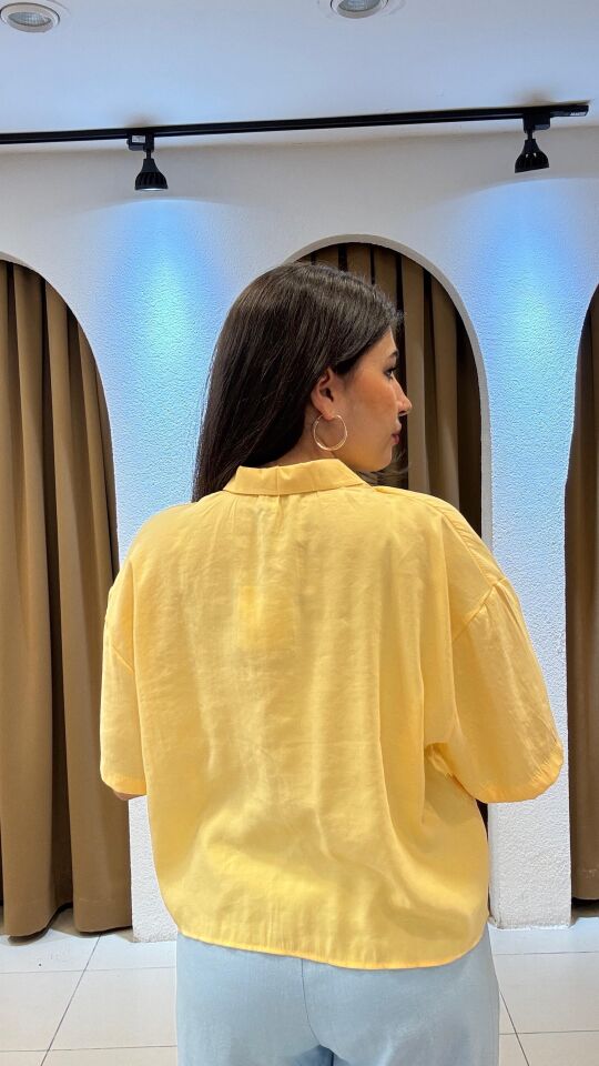 SARI OVERSİZE GÖMLEK