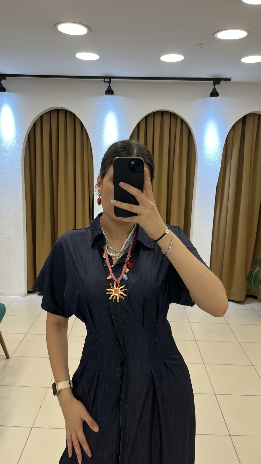 LACİVERT KOT ELBİSE