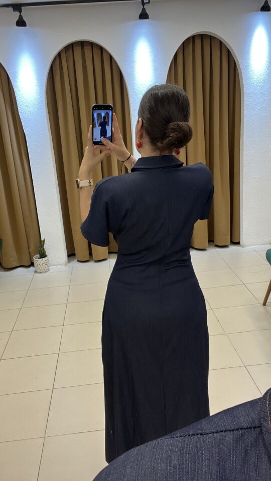 LACİVERT KOT ELBİSE