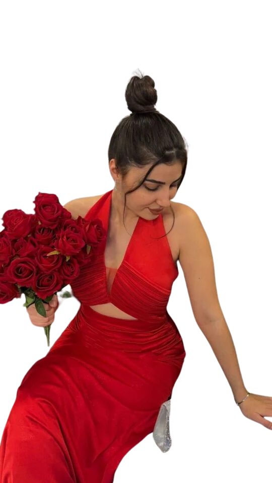 KIRMIZI ŞİFON ABİYE