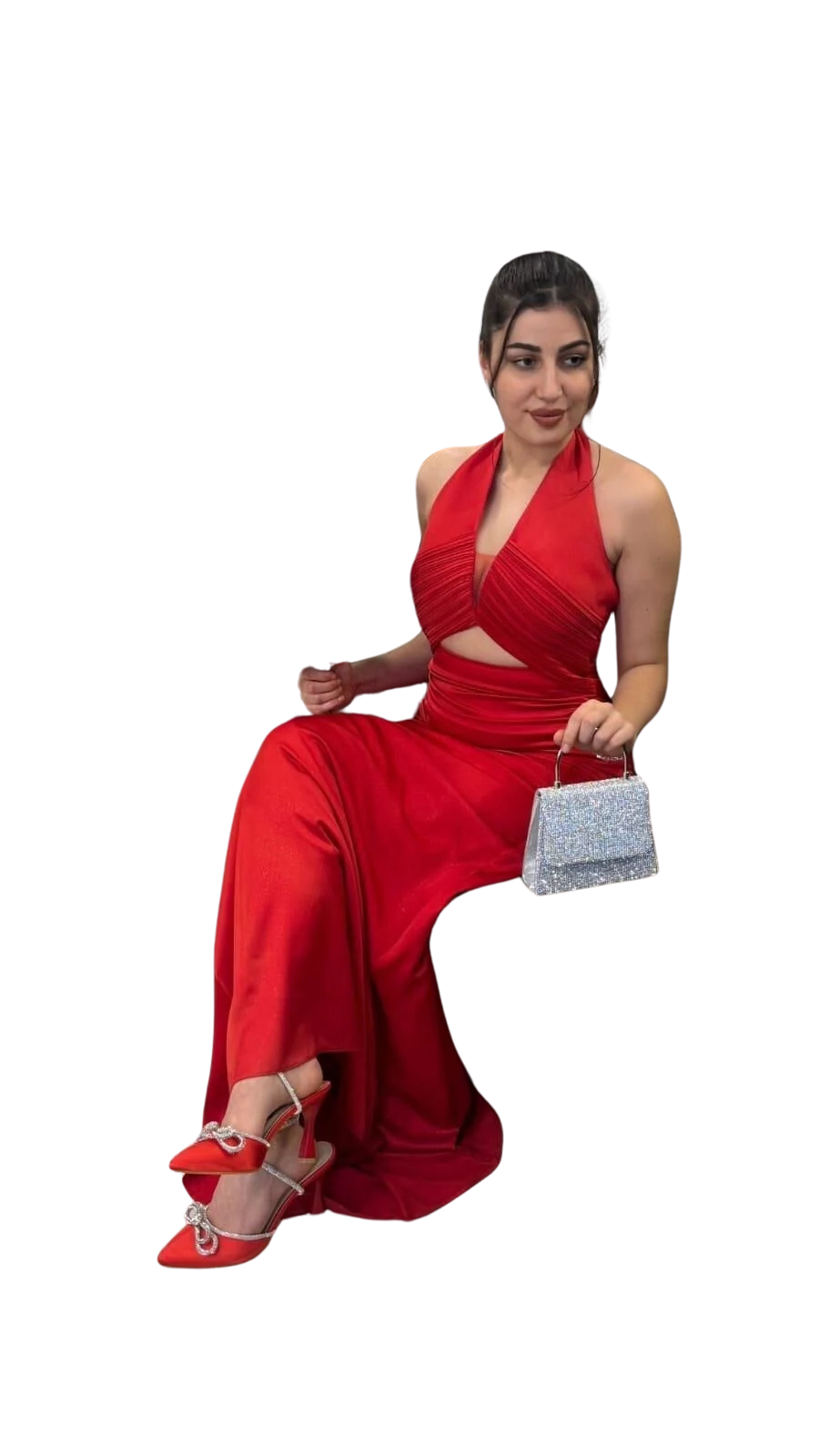 KIRMIZI ŞİFON ABİYE