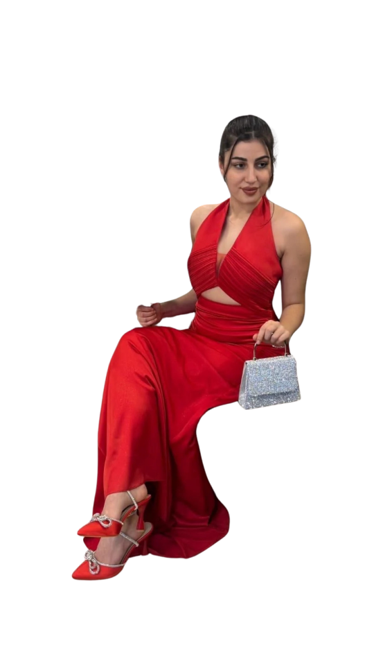 KIRMIZI ŞİFON ABİYE