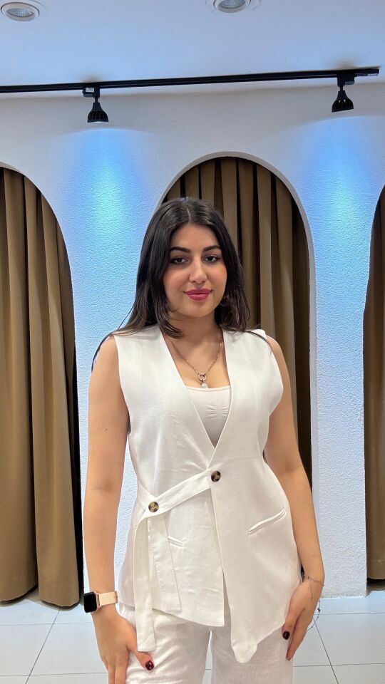 BEYAZ YELEKLİ TAKIM BEYAZ - L