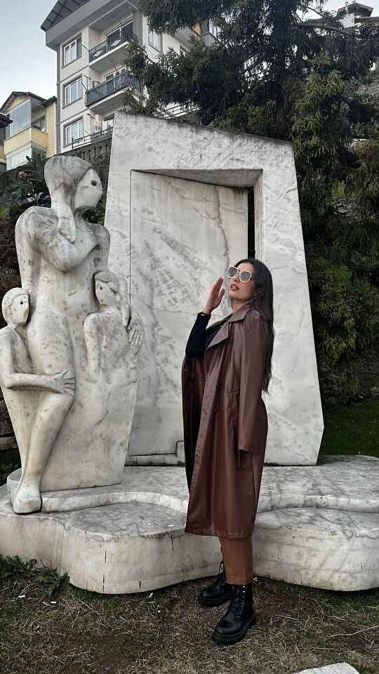 KAHVERENGİ DERİ TRENÇ