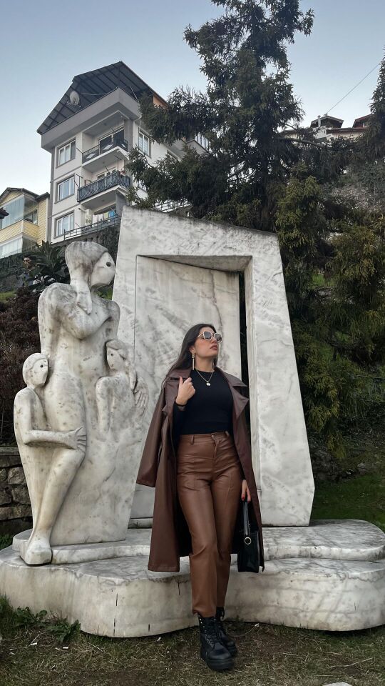 KAHVERENGİ DERİ TRENÇ