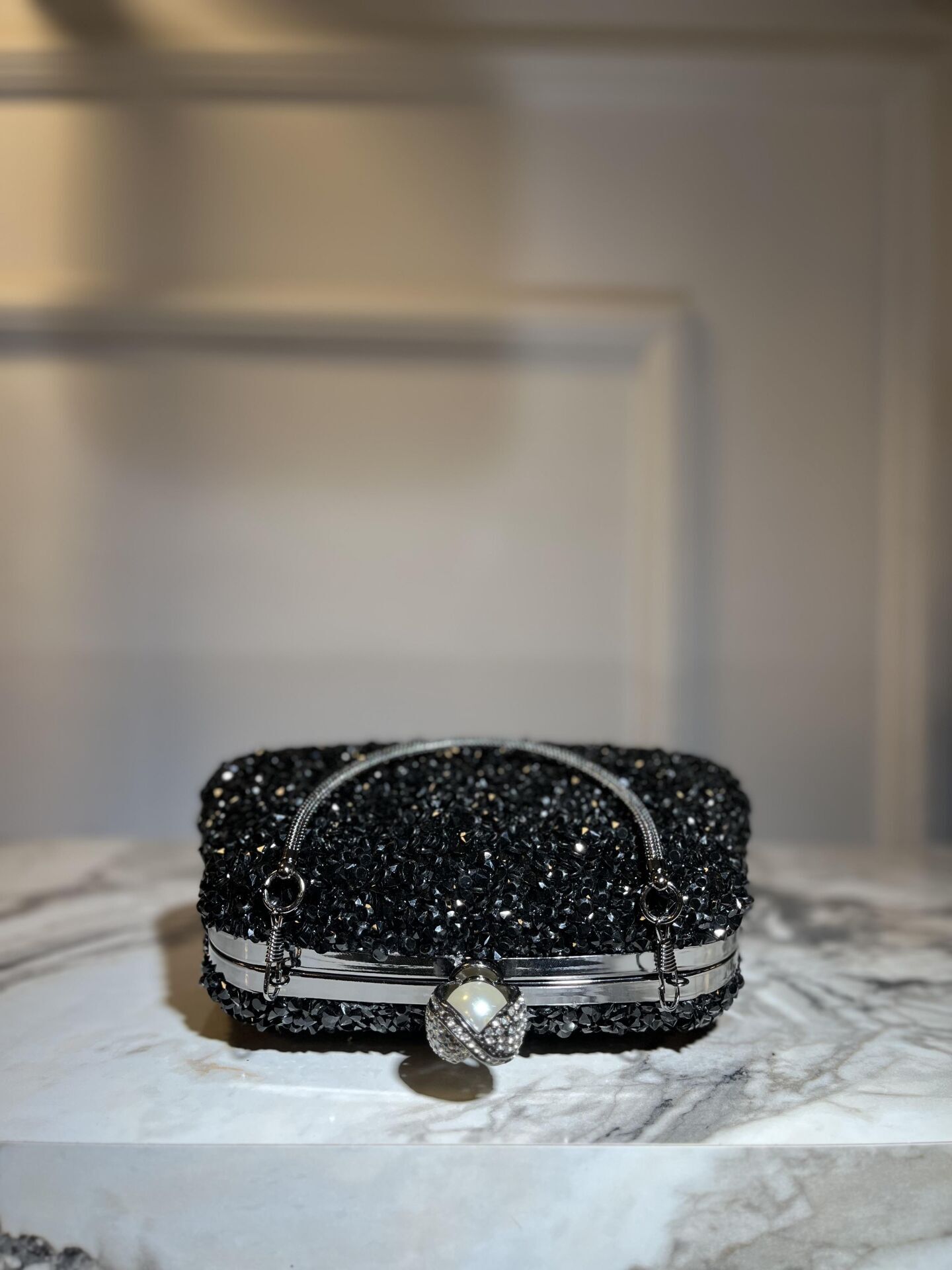 SİYAH KRİSTAL  ABİYE ÇANTA