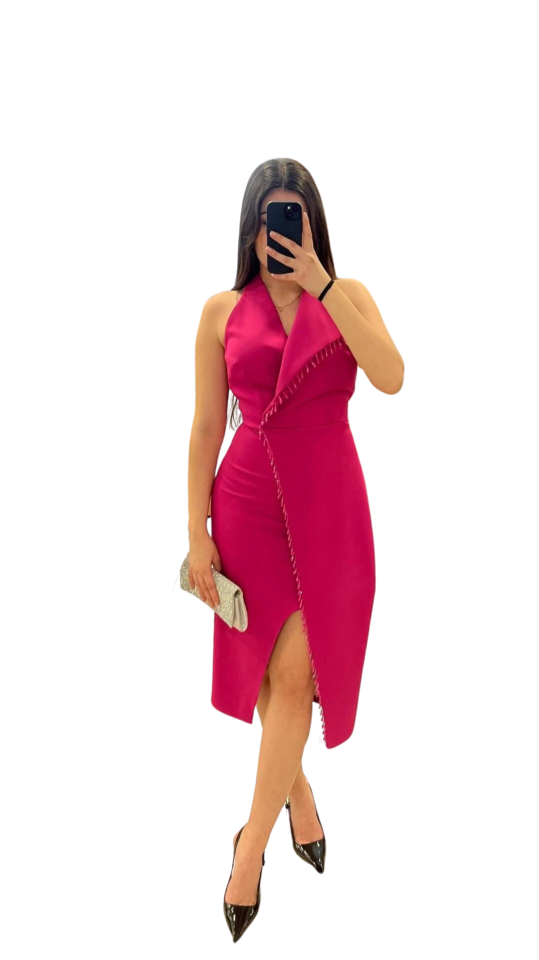 PEMBE ASİMETRİK KESİM  KOKTEYL ABİYE