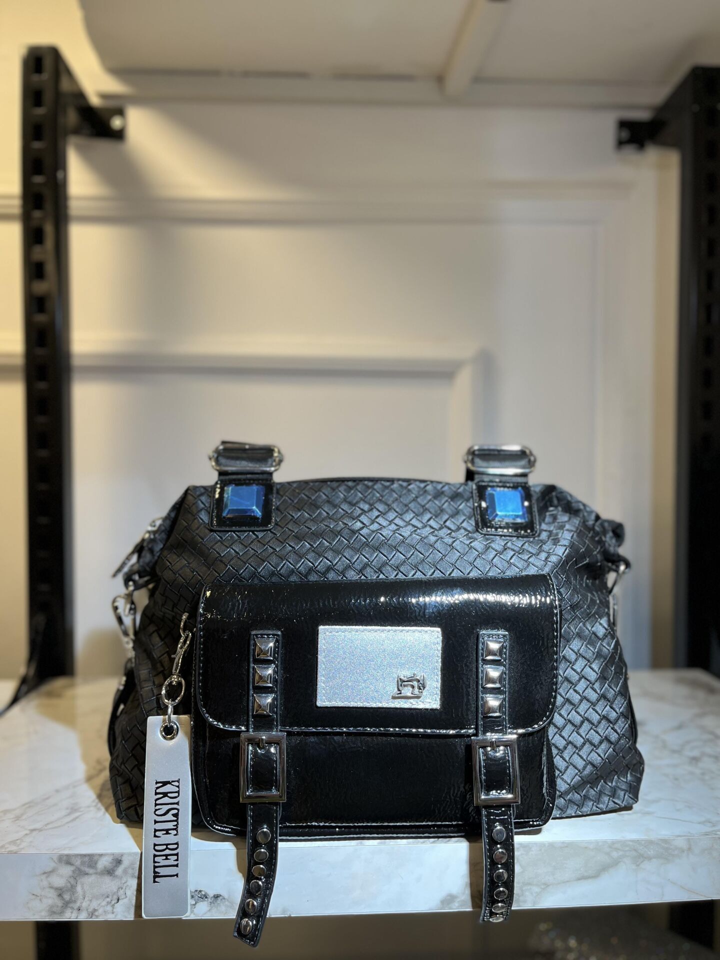 SİYAH BÜYÜK BOY TAŞLI  ÇANTA