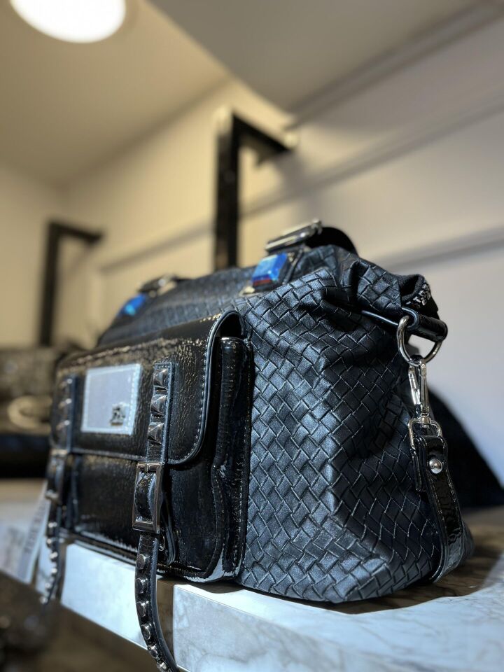 SİYAH BÜYÜK BOY TAŞLI  ÇANTA